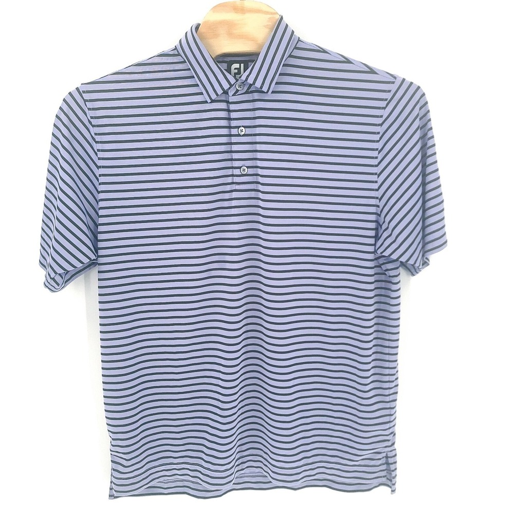 Footjoy Shirt Mens Extra Large Purple Striped Polo Casual Performance Golf
